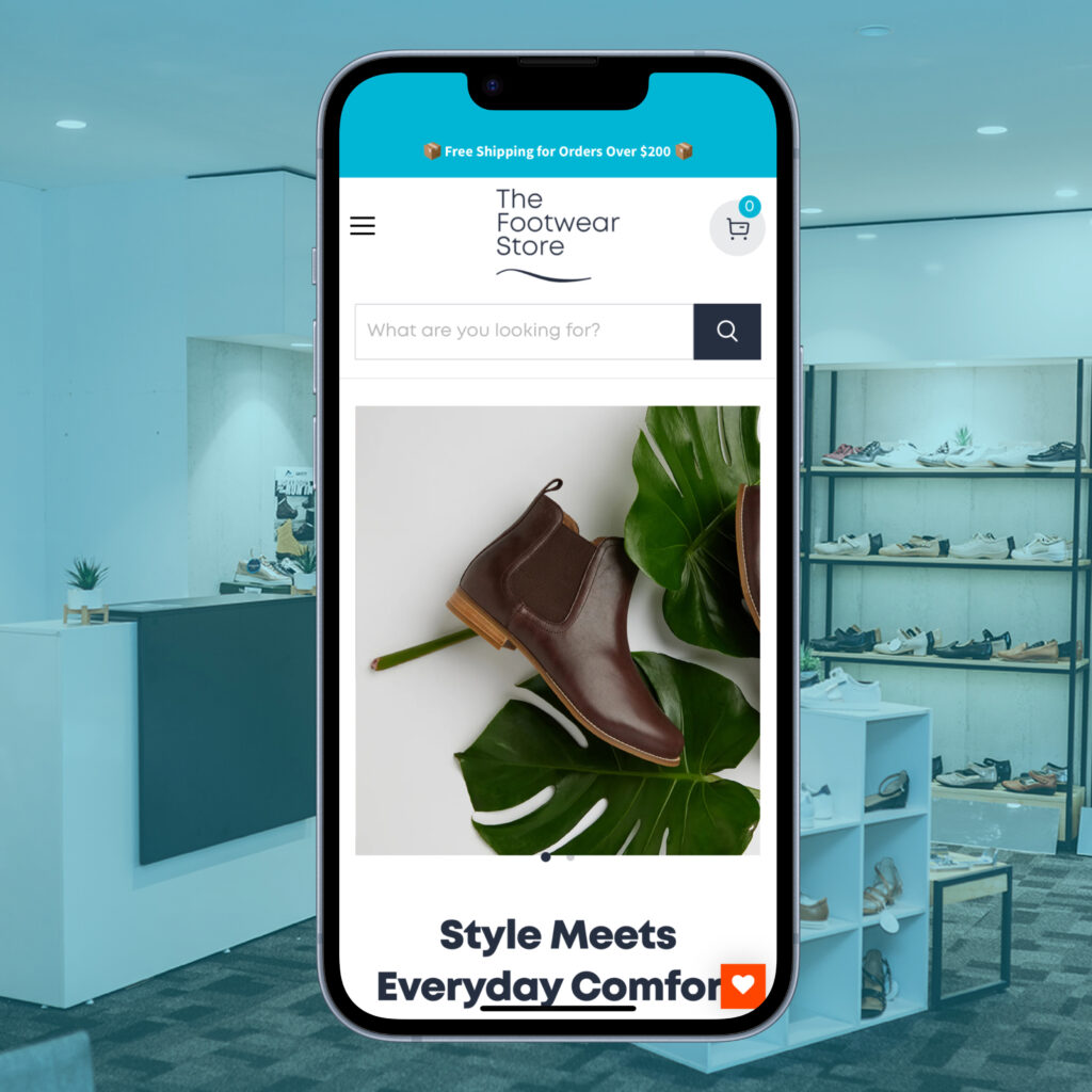 Footwear store mobile app display